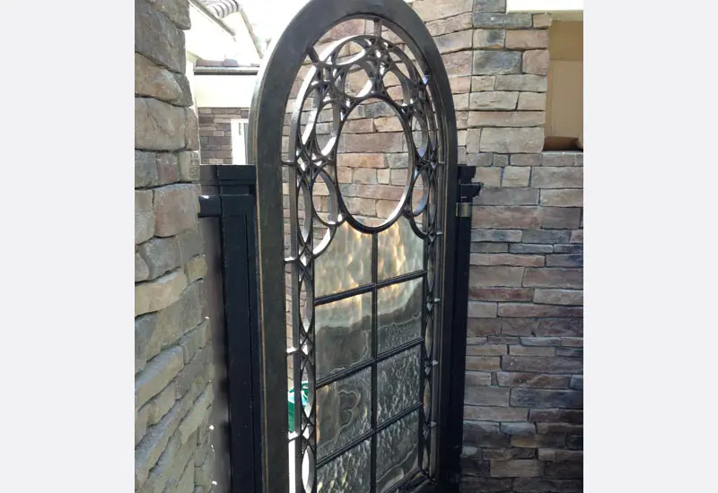 Custom Wrought Iron Door with Stones Villa Park, CA