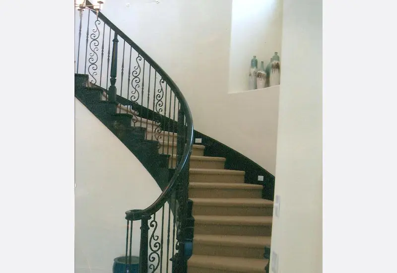 Wooden Staircase with Decorative Iron in Dana Point, CA