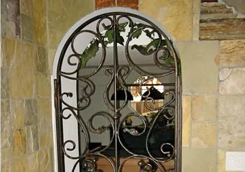 Decorative Wrought Iron & Glass Spanish Wine Cellar Door