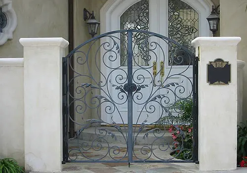 Custom Wrought Iron Front Entry Pedestrian Decorative Gate