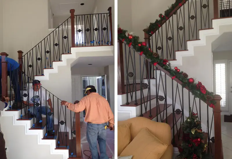 Custom Iron & Wood Staircase Railing Laguna Niguel