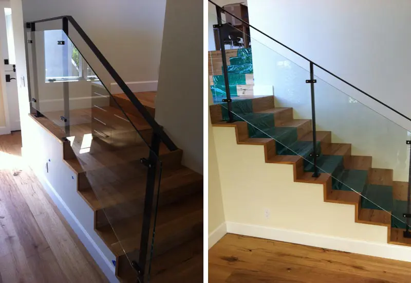 Iron & Glass Staircase Railing in Laguna Beach, CA