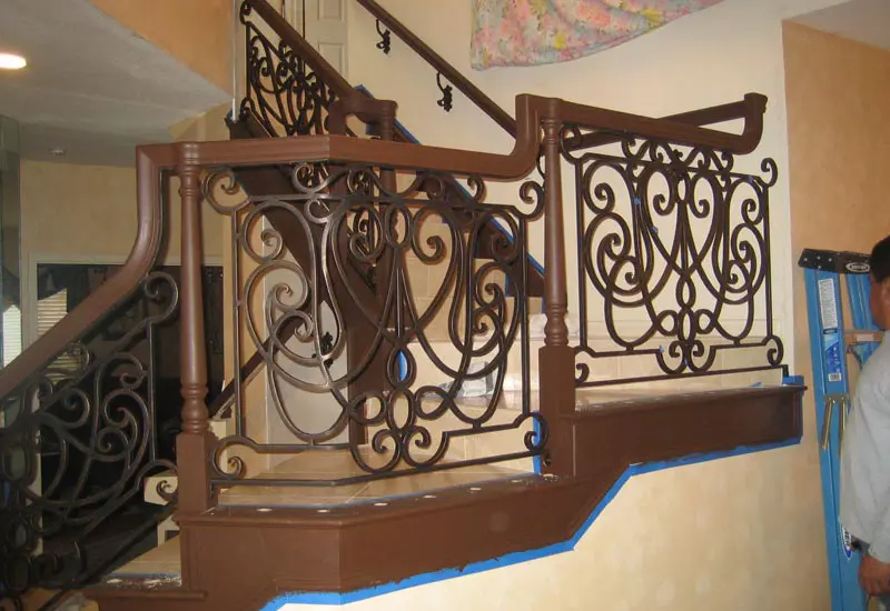 Wooden Staircase Railing with Iron Anaheim, CA