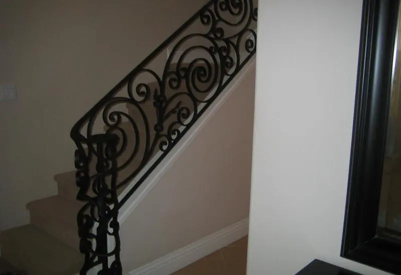 Custom Wrought Iron with Wood Railings Brea, CA